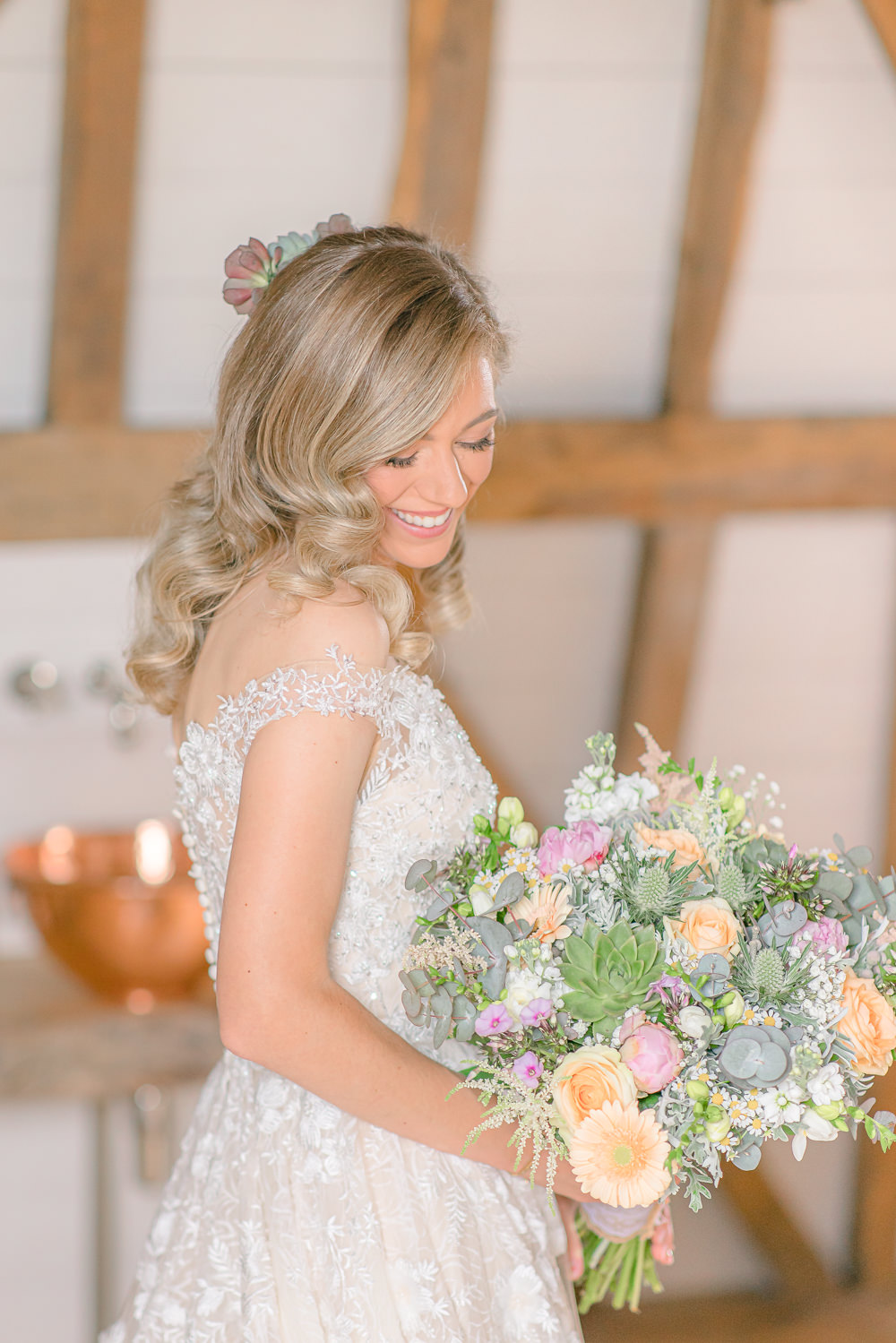 Bride Bridal Hair Style Waves Paper Mill Wedding Jasmine Skye Photography