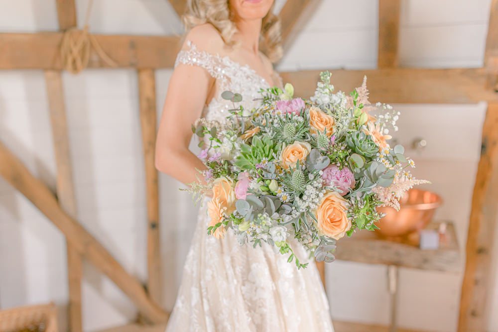 Bouquet Flowers Bride Bridal Succulents Gerbera Rose Coral Paper Mill Wedding Jasmine Skye Photography