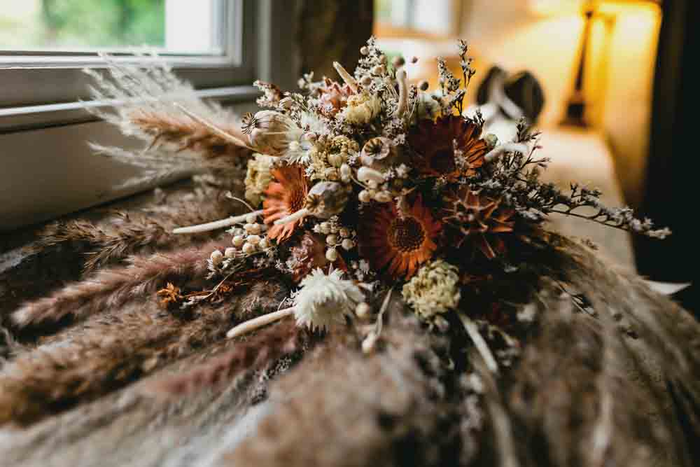 Ponden Mill Wedding Heather Butterworth Photography Dried Flower Bouquet Bride Bridal