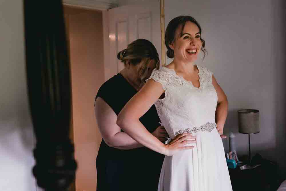 Dress Gown Bride Bridal Lace Cap Sleeves Belt Ponden Mill Wedding Heather Butterworth Photography