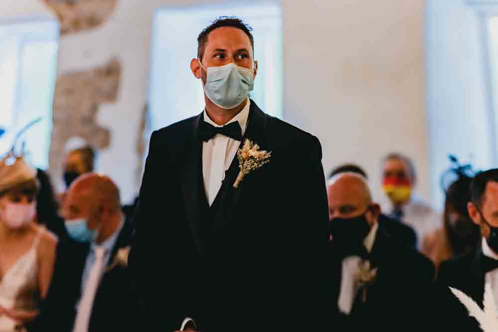Groom Black Suit Bow Tie Ponden Mill Wedding Heather Butterworth Photography