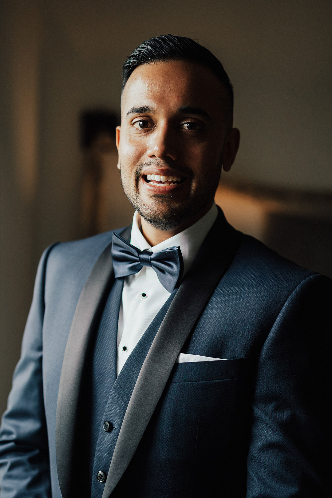 Groom Suit Bow Tie Navy Blue Stones of the Yarra Valley Wedding Rick Liston Photography