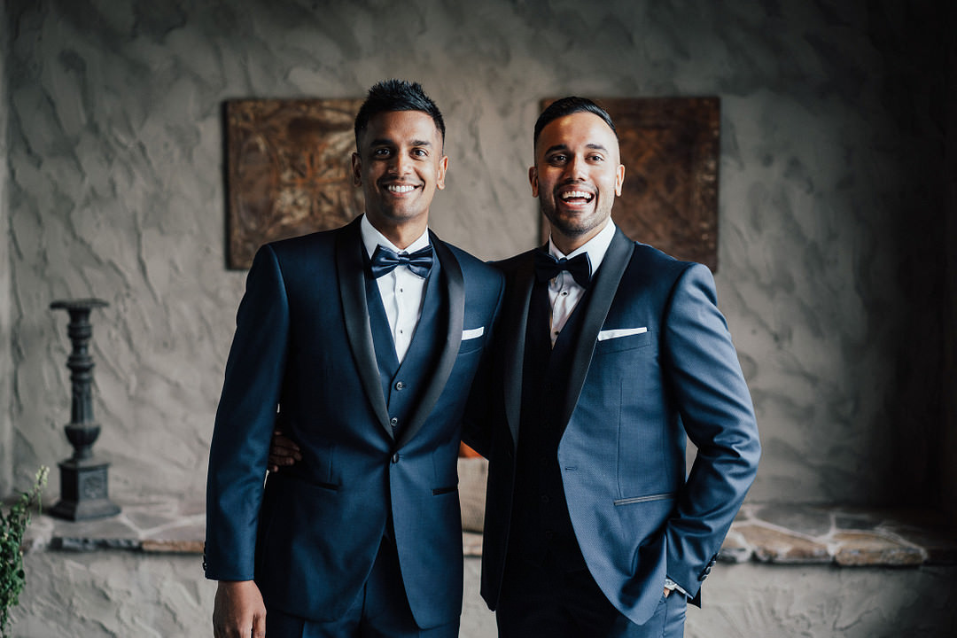 Groom Suit Bow Tie Navy Blue Stones of the Yarra Valley Wedding Rick Liston Photography