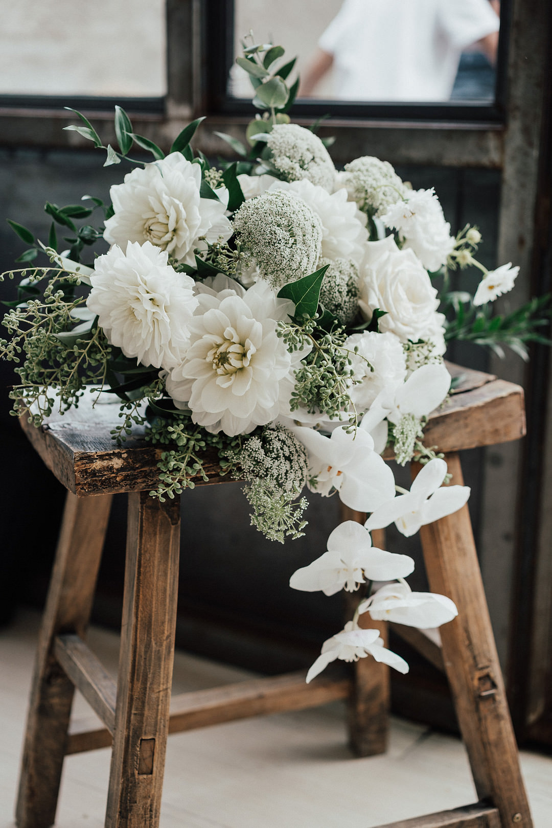 Bouquet Flowers Bride Bridal White Dahlia Orchid Stones of the Yarra Valley Wedding Rick Liston Photography
