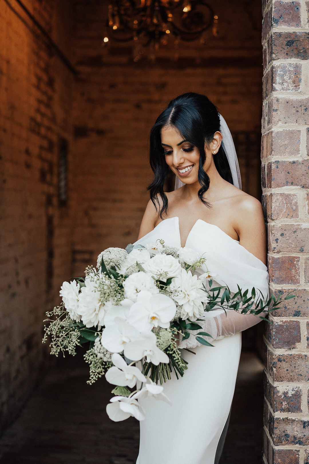 Bride Bridal Dress Gown Off Shoulder Mermaid Stones of the Yarra Valley Wedding Rick Liston Photography
