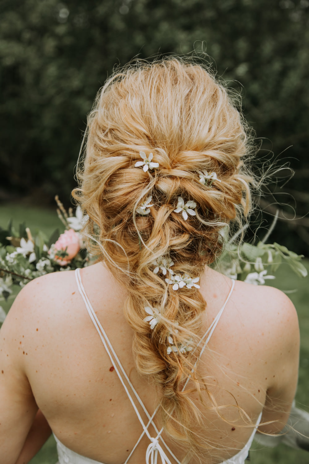 Bride Bridal Hair Style Up Do Plait Braid Flowers Tea Party Wedding Charly Mae Photography