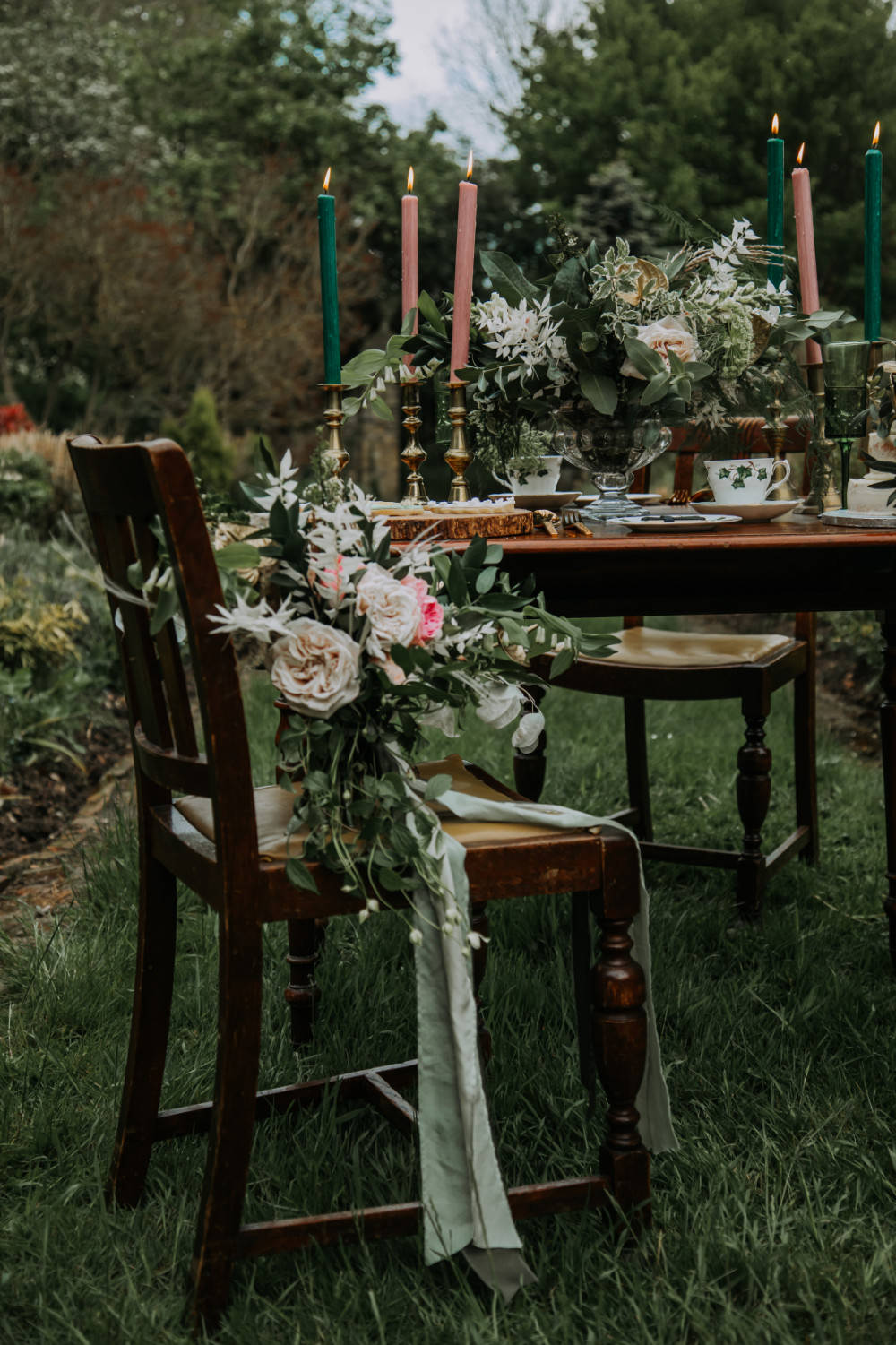 Bouquet Flowers Bride Bridal Greenery Pink Rose Ribbon Tea Party Wedding Charly Mae Photography