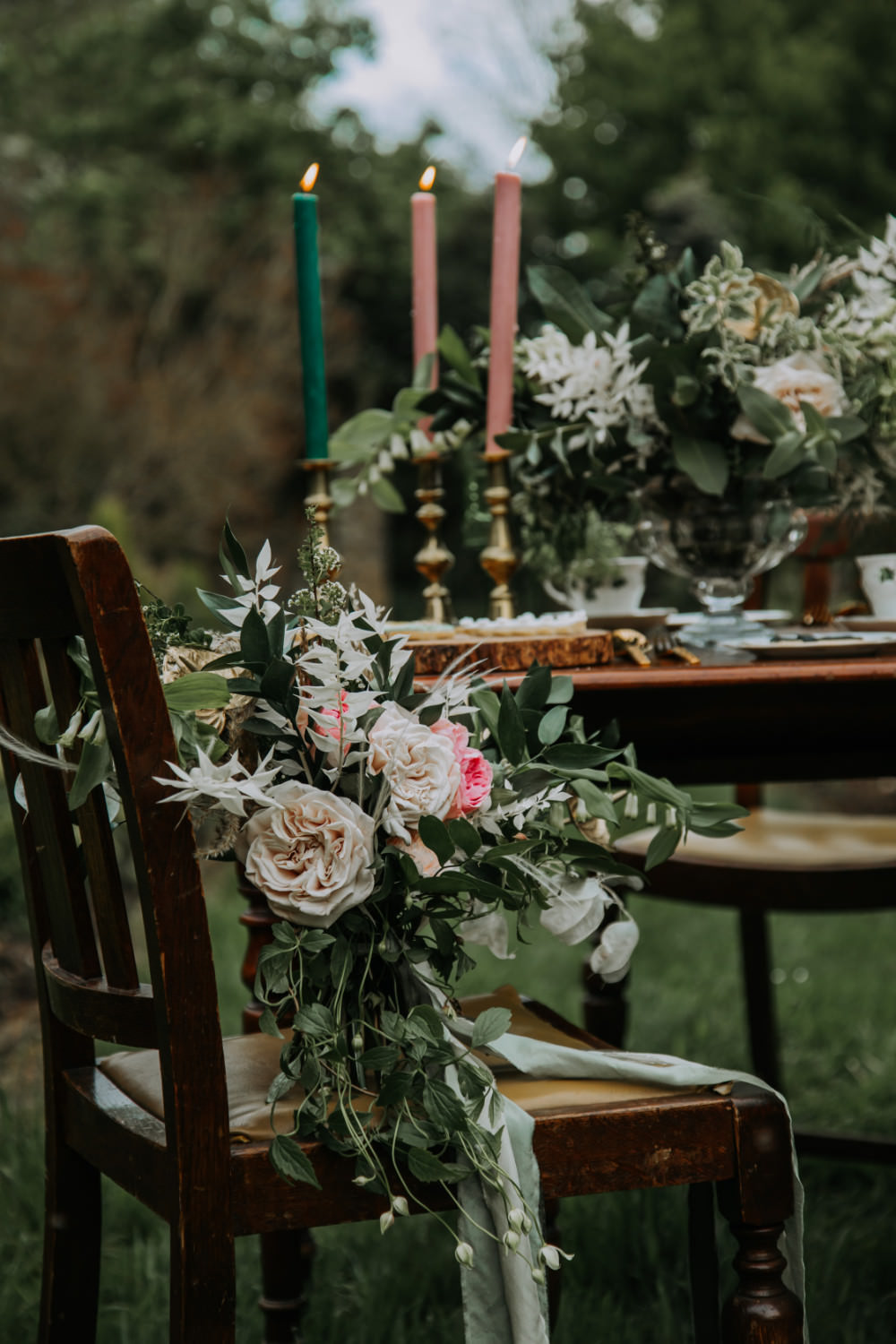 Bouquet Flowers Bride Bridal Greenery Pink Rose Ribbon Tea Party Wedding Charly Mae Photography