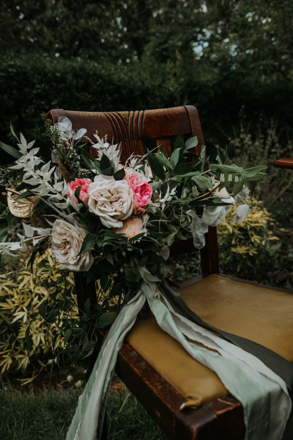 Bouquet Flowers Bride Bridal Greenery Pink Rose Ribbon Tea Party Wedding Charly Mae Photography