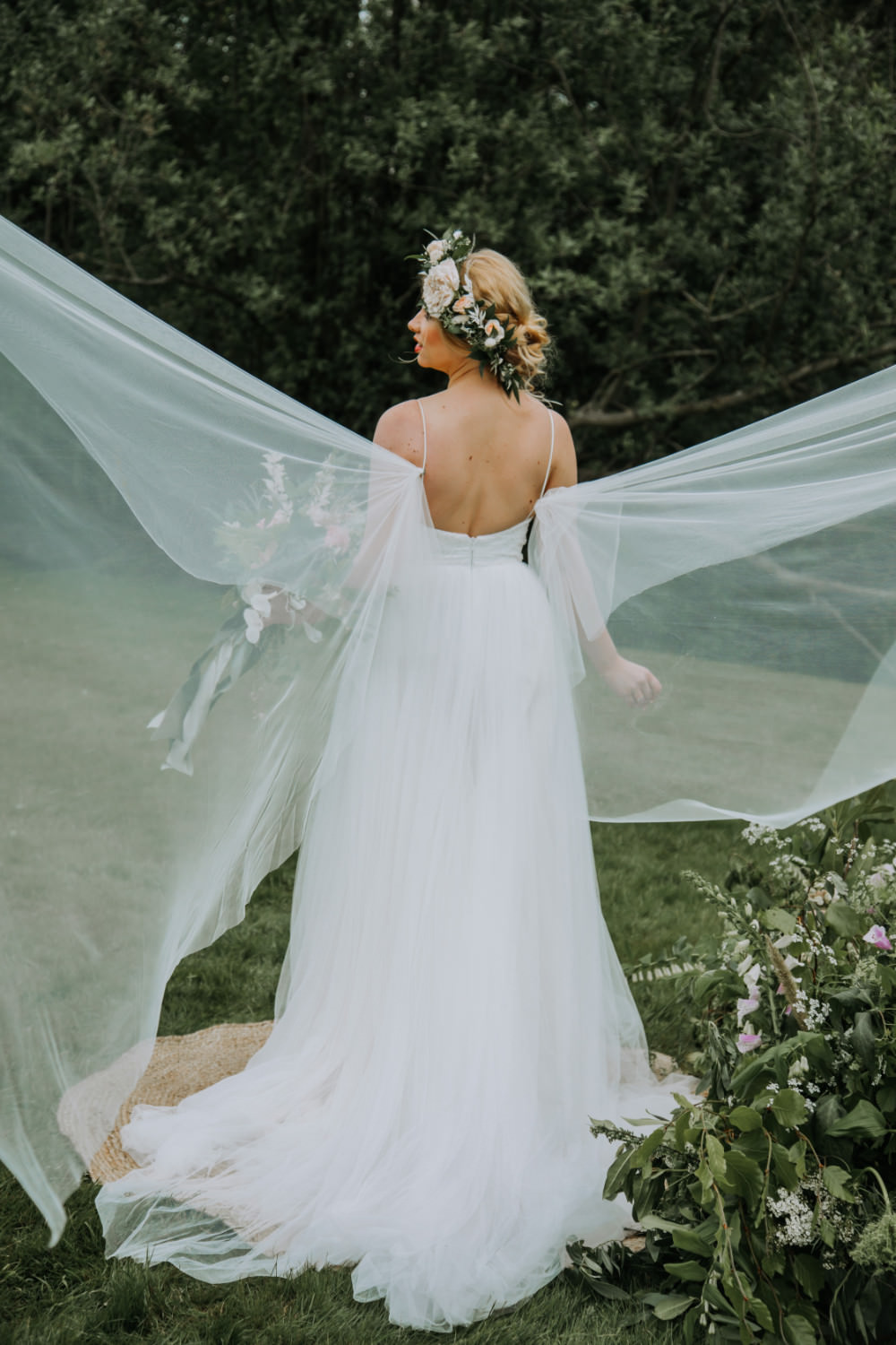 Veil Dress Gown Bride Brdal Tulle Lace Spagetti Straps Tea Party Wedding Charly Mae Photography
