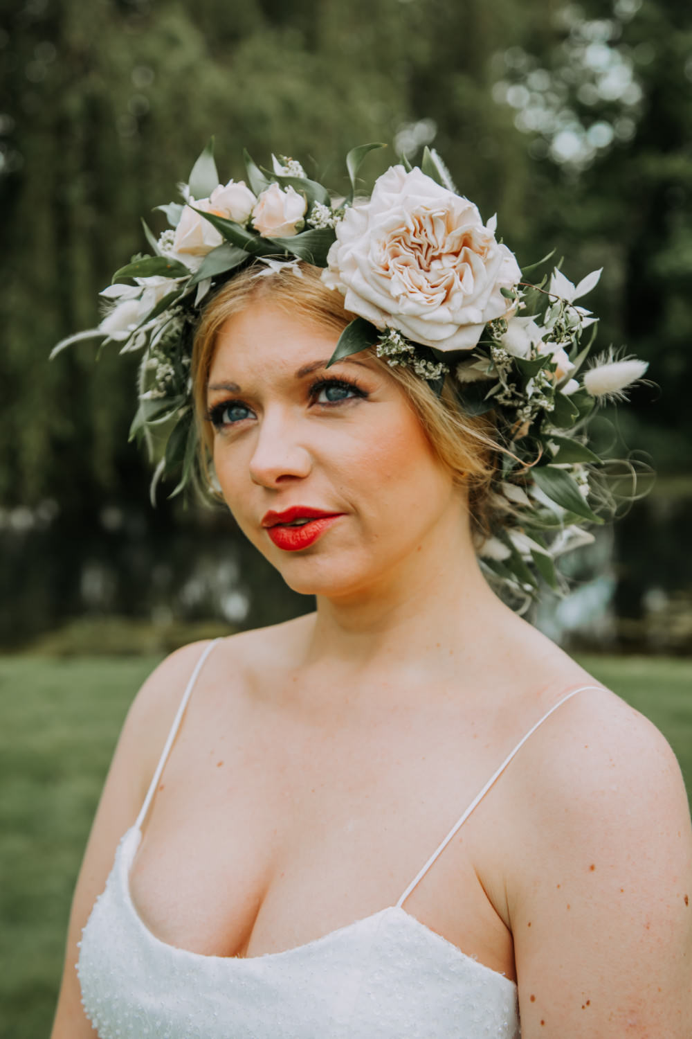 Bride Bridal Hair Style Up Do Flower Crown Make Up Tea Party Wedding Charly Mae Photography