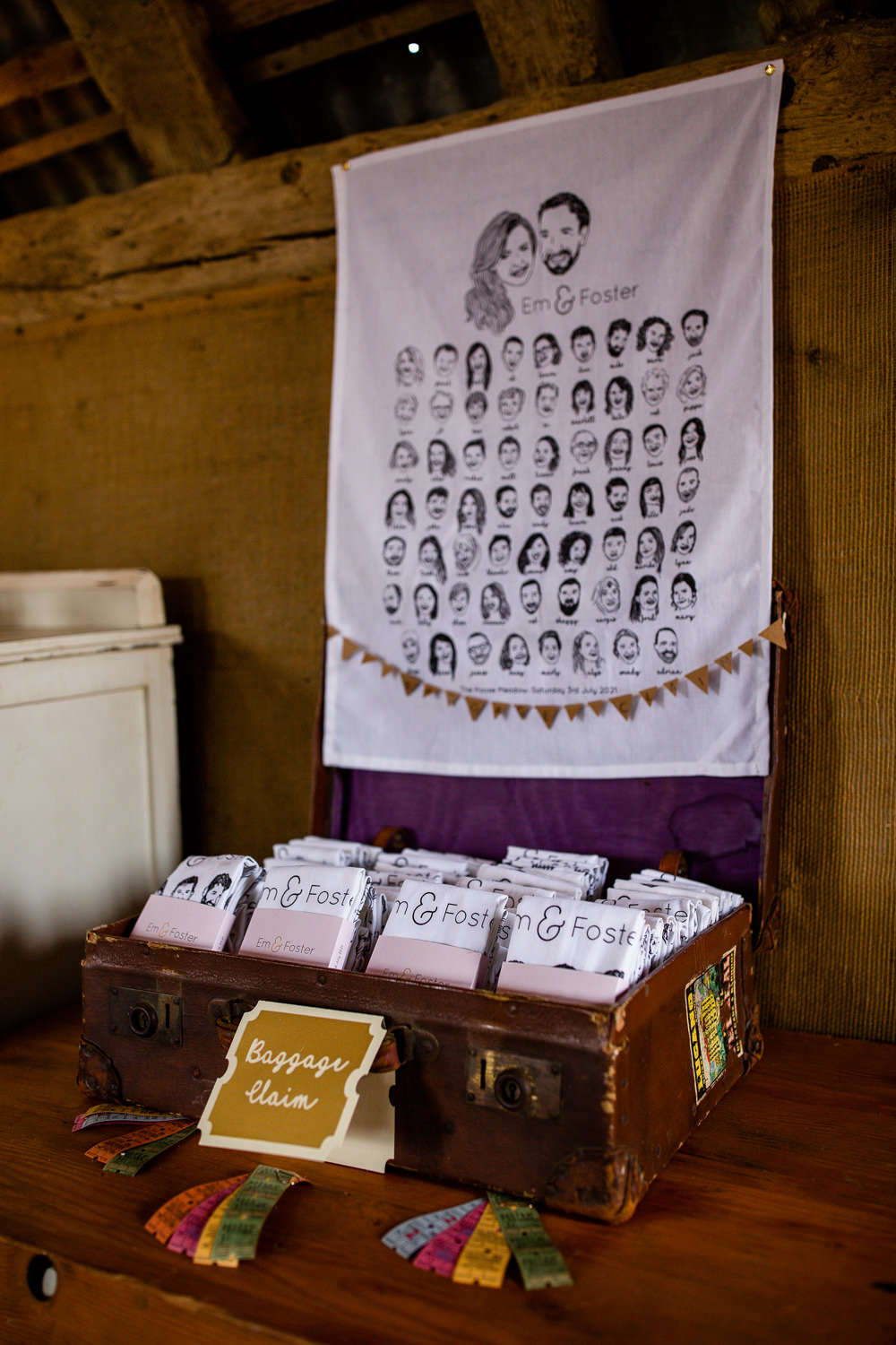 Favour Tea Towel Custom Illustrated Travel Theme Wedding Livvy Hukins Photography