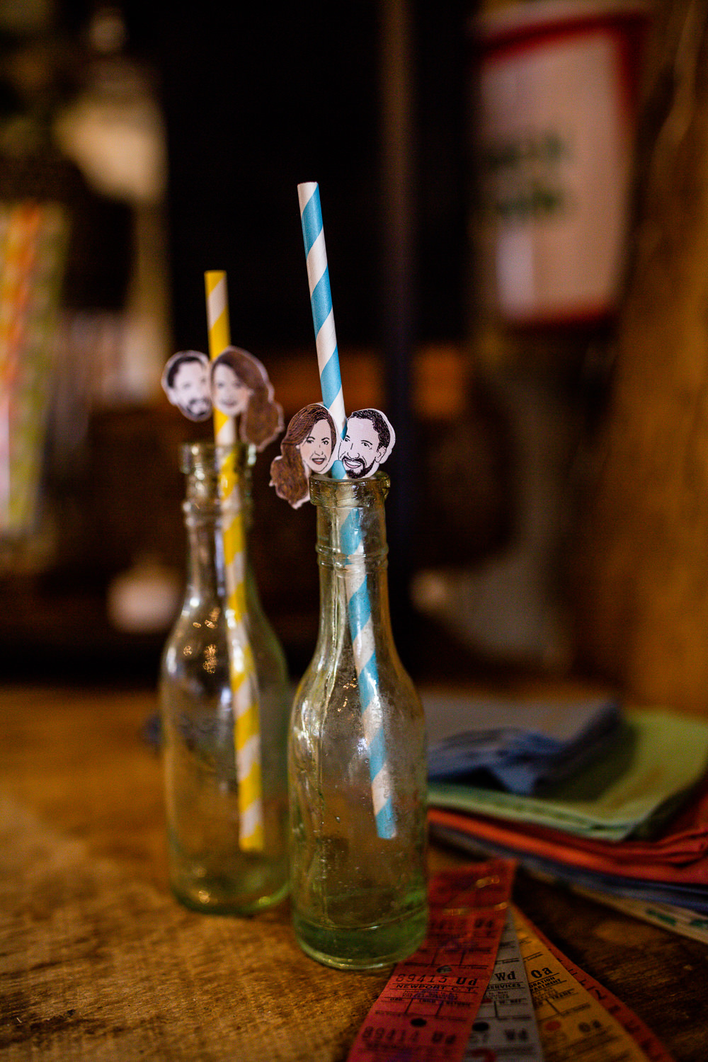 Custom Illustrated Straws Travel Theme Wedding Livvy Hukins Photography