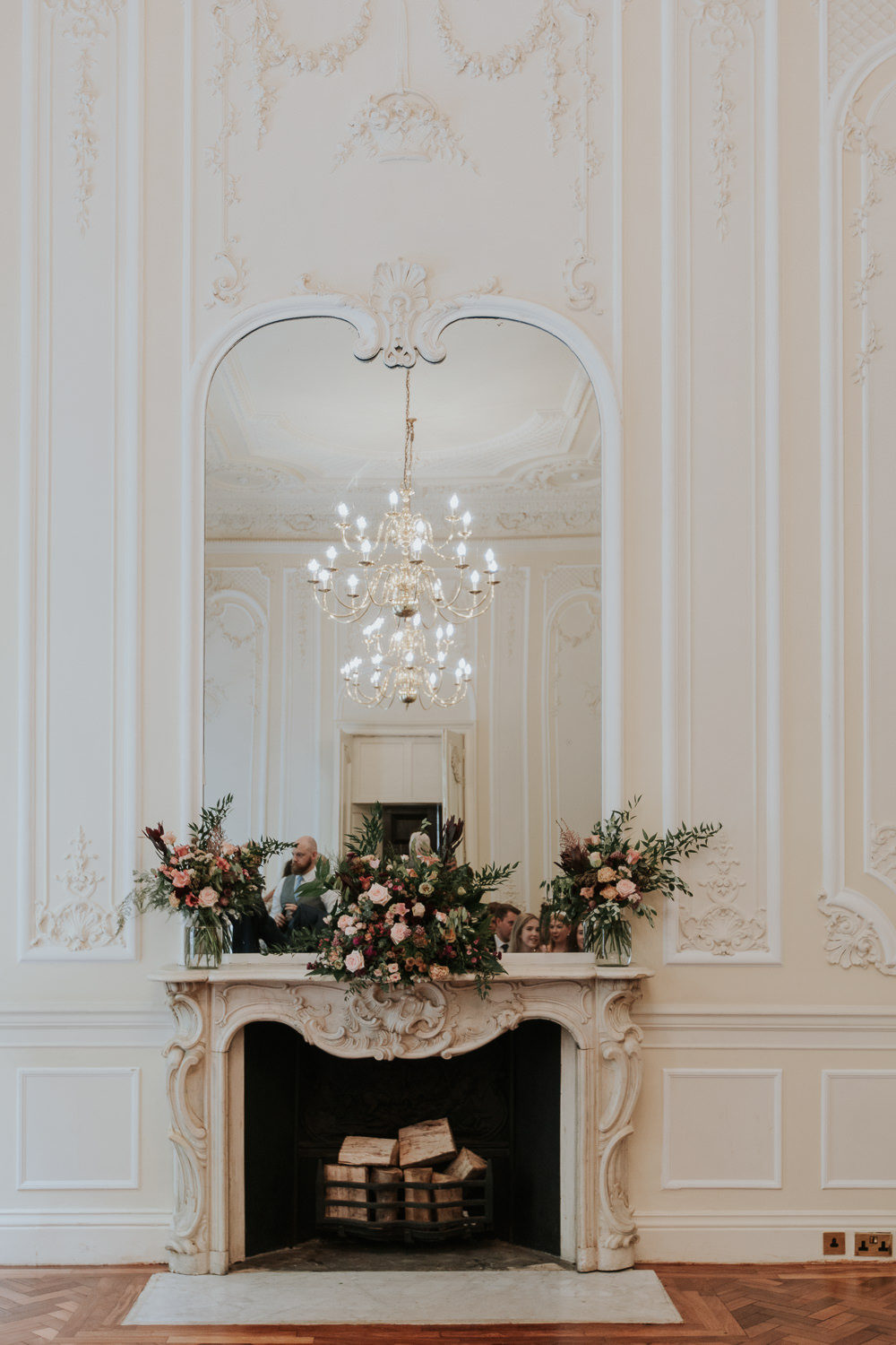 Fireplace Flowers Mantlepiece Decor 10-11 Carlton House Terrace Wedding Grace Pham Photography