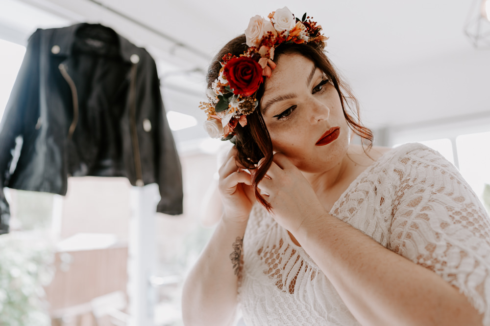 Bride Bridal Make Up Flower Crown Arnot Hill House Wedding Gina Fernandes Photography