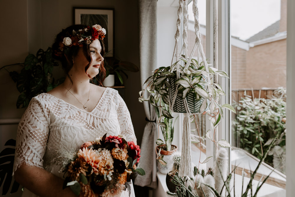 Bouquet Flowers Bride Bridal Orange Dahlia Arnot Hill House Wedding Gina Fernandes Photography