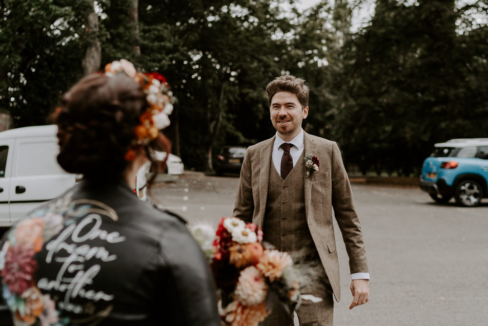 Groom Suit Brown Tweed Arnot Hill House Wedding Gina Fernandes Photography