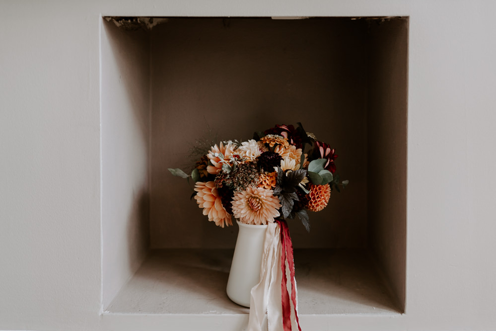 Bouquet Flowers Bride Bridal Orange Dahlia Arnot Hill House Wedding Gina Fernandes Photography