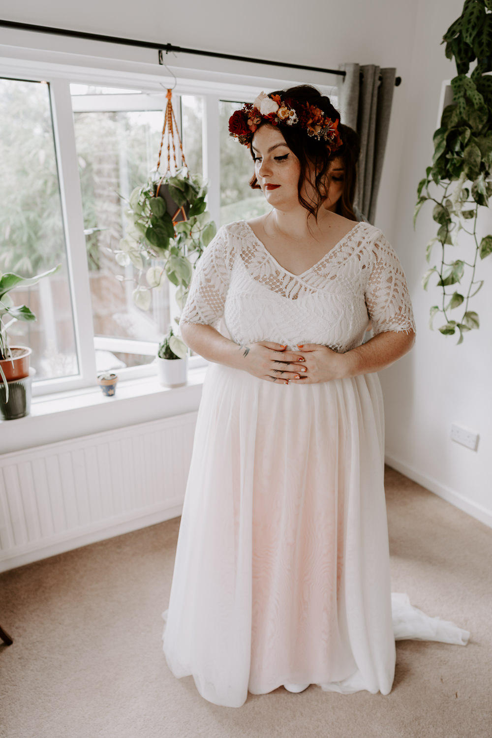 Dress Gown Bride Bridal Ombre Orange Dip Dye Arnot Hill House Wedding Gina Fernandes Photography