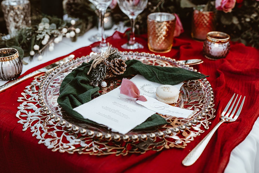 Place Setting Decor Place Name Calligraphy Lolly Favour Christmas Tree Farm Wedding Adrianna Piorun Photography