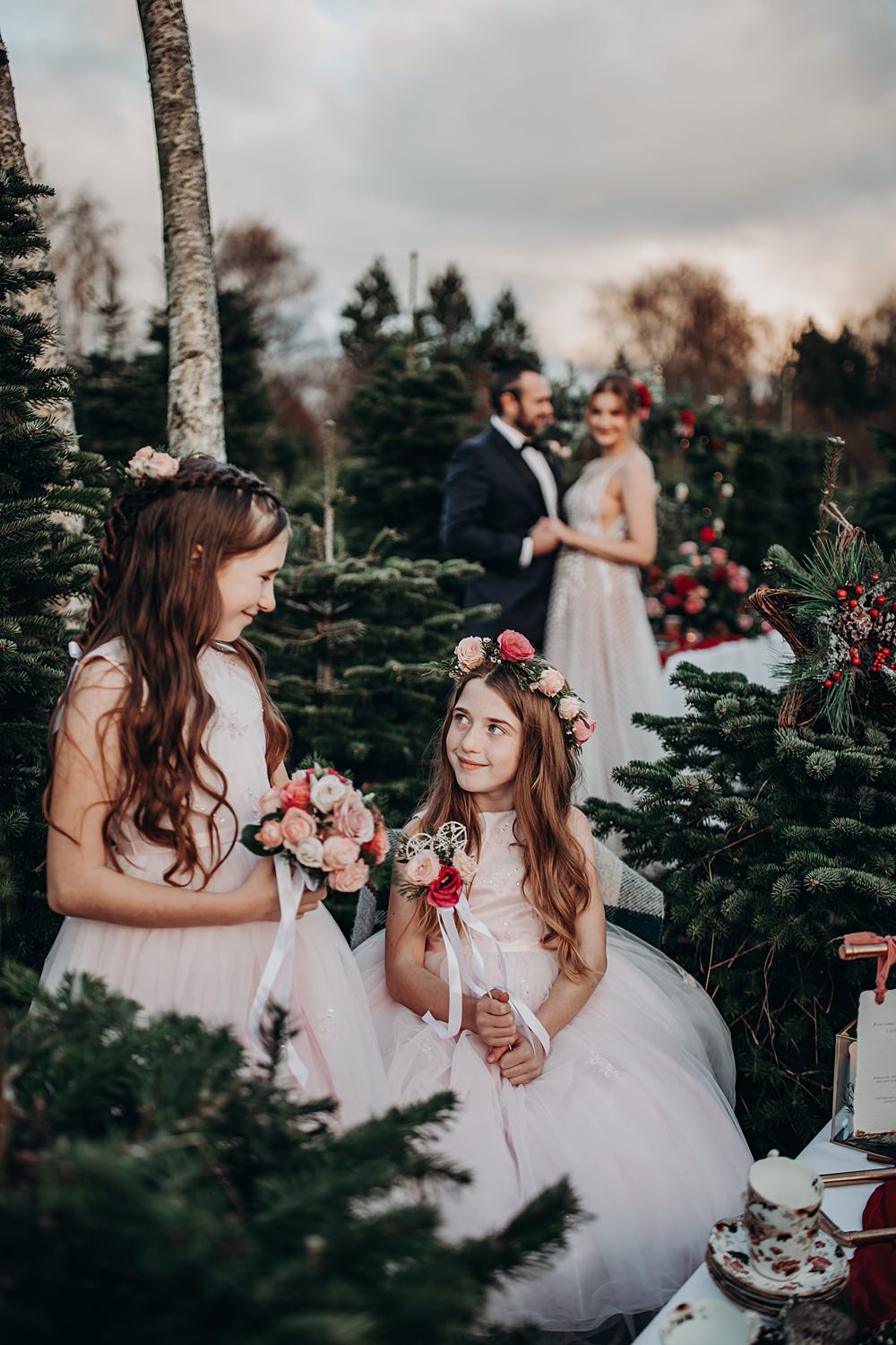 Flower Girl Dress Christmas Tree Farm Wedding Barbara Markiewicz Photography