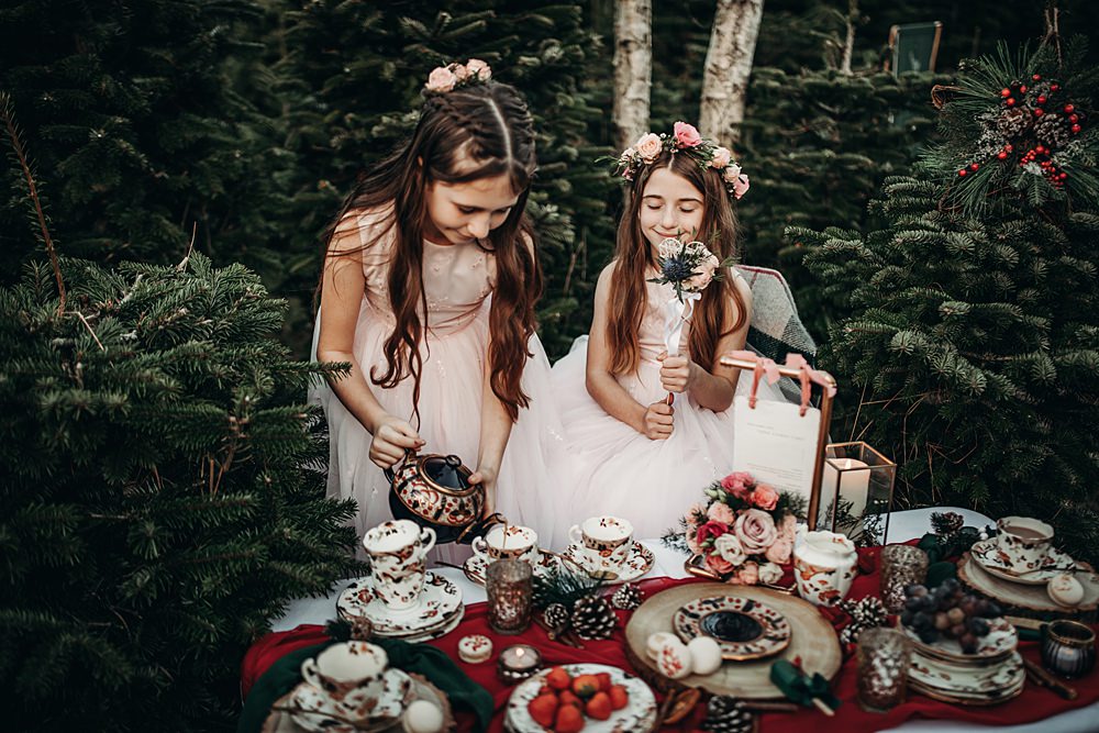 Flower Girl Dress Christmas Tree Farm Wedding Barbara Markiewicz Photography
