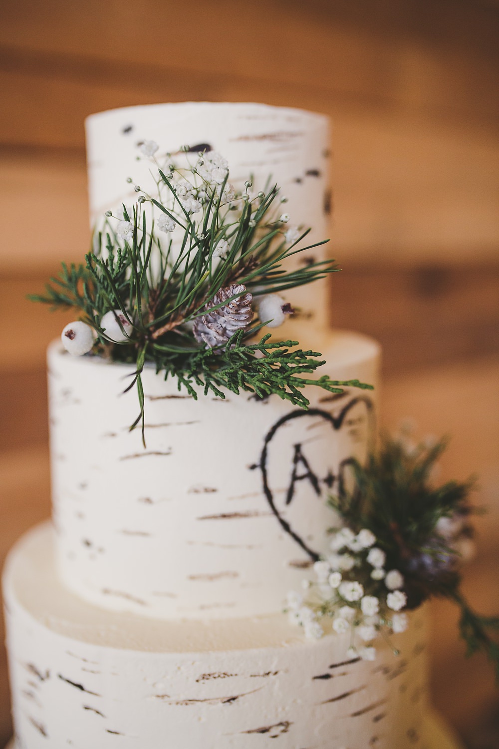 3 Tier Log Cake Greenery Heart Engraved Log Slice Stand Christmas Wedding Ideas Mini and Me Photography