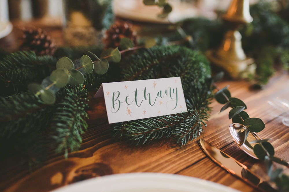 Calligraphy Place Name Card Christmas Wedding Ideas Mini and Me Photography