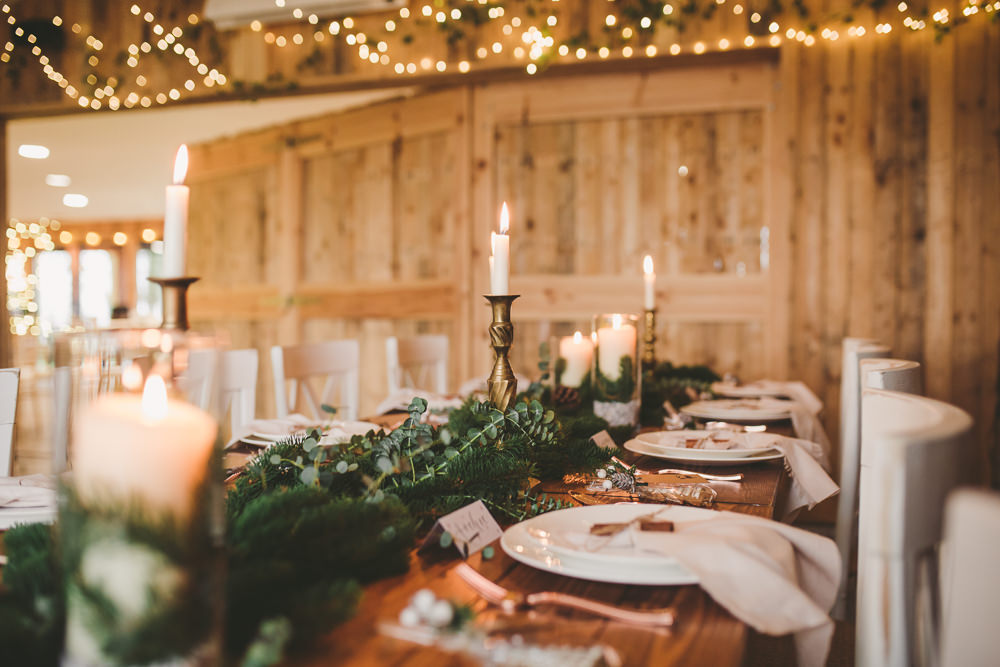 Table Tablescape Decor Spruce Greenery Pinecones Candles Christmas Wedding Ideas Mini and Me Photography