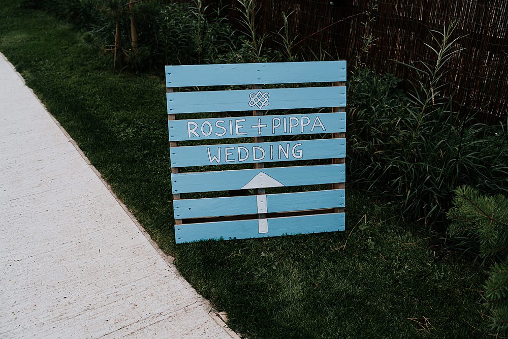 Painted Wooden Sign Coton House Farm Wedding Stephanie Butt Photography