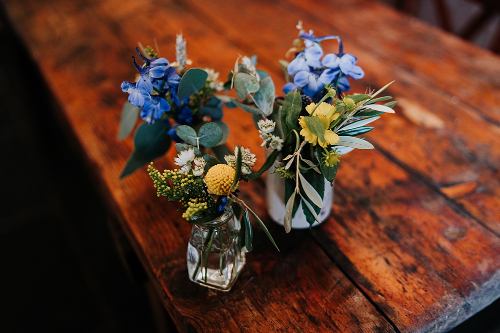 Bottle Flowers Ceremony Coton House Farm Wedding Stephanie Butt Photography