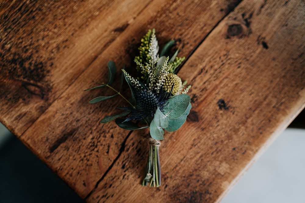 Buttonhole Flowers Yellow Billy Ball Coton House Farm Wedding Stephanie Butt Photography