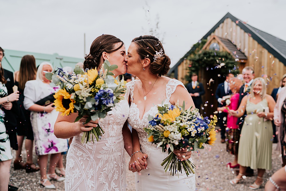Sunflower Bouquets Flowers Bride Bridal Coton House Farm Wedding Stephanie Butt Photography
