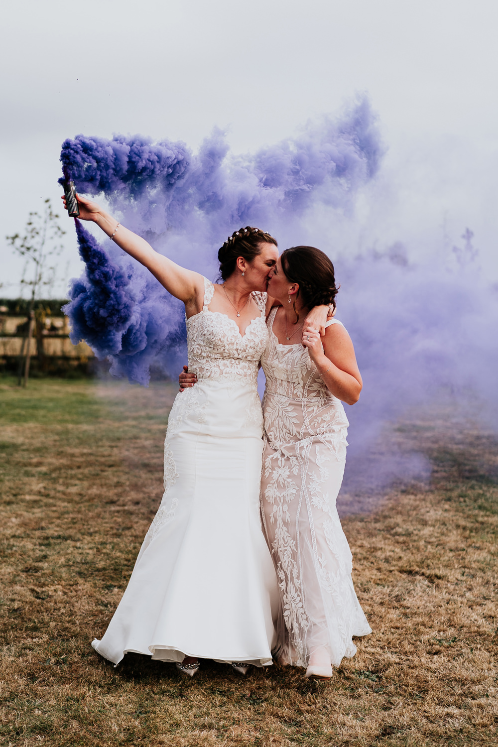 Coton House Farm Wedding Stephanie Butt Photography Purple Smoke Bombs Brides