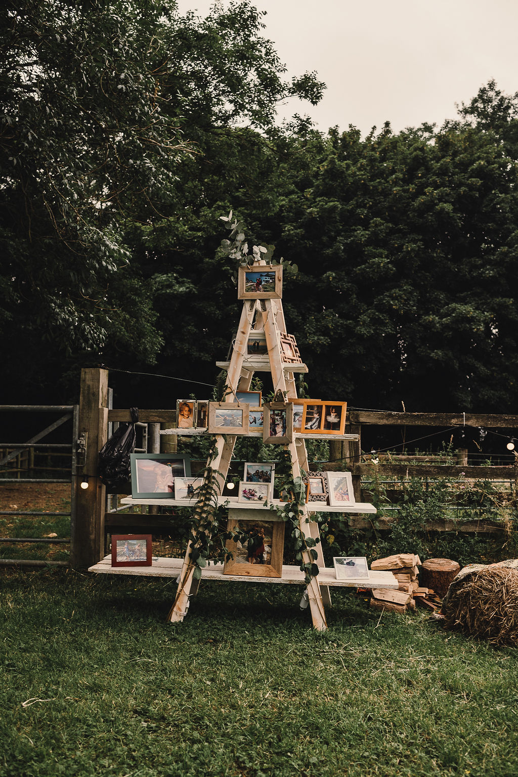 Ladder Shelf Wooden Decor Display DIY Boho Wedding Jade Maguire Photography