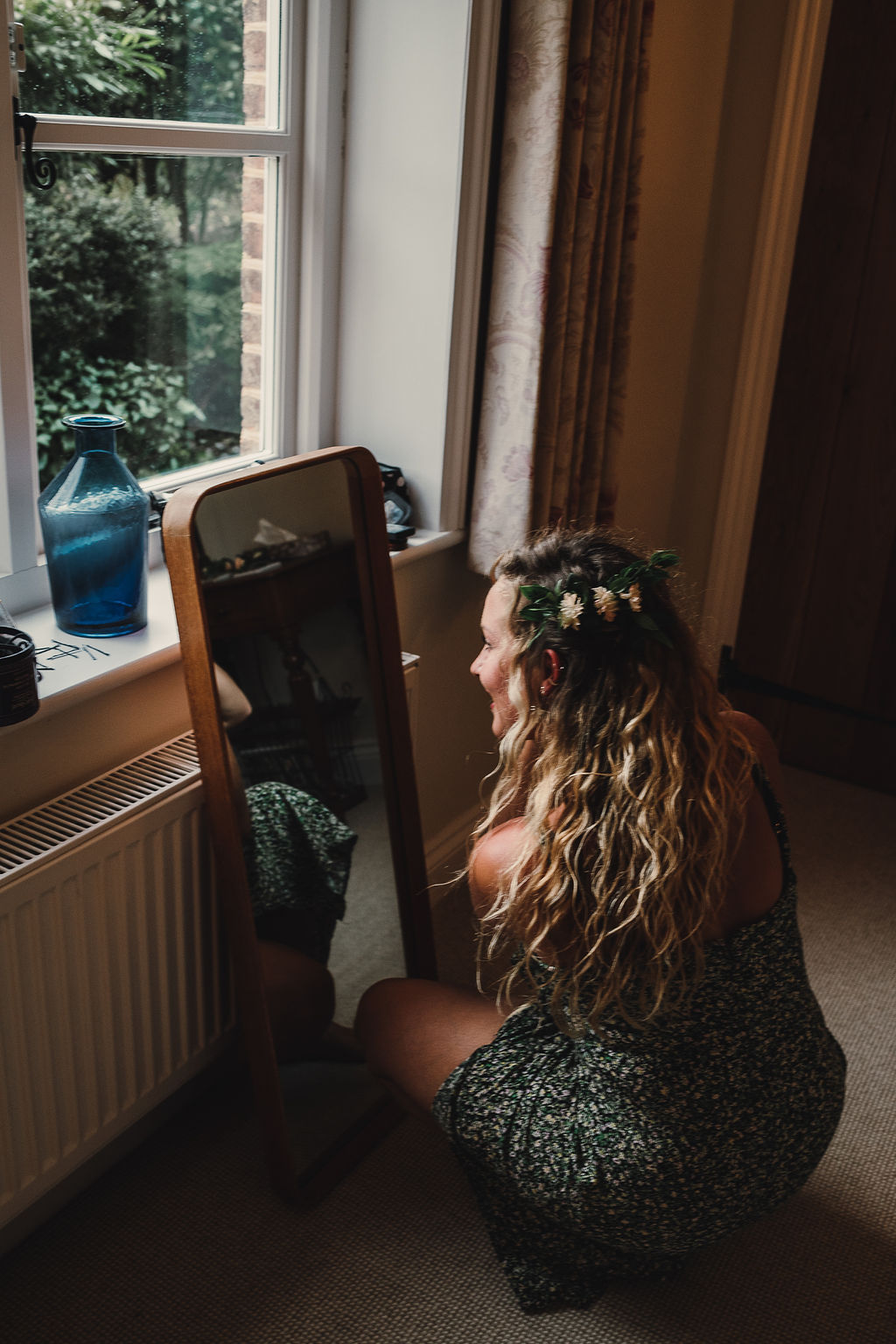 Bride Bridal Hair Down Long Waves Flowers DIY Boho Wedding Jade Maguire Photography