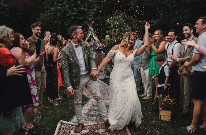 DIY Boho Wedding Jade Maguire Photography Confetti Throw