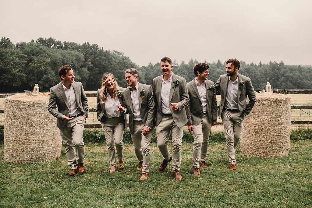 Groom Groomsmen Tweed Jacket Chinos Tan Shoes DIY Boho Wedding Jade Maguire Photography