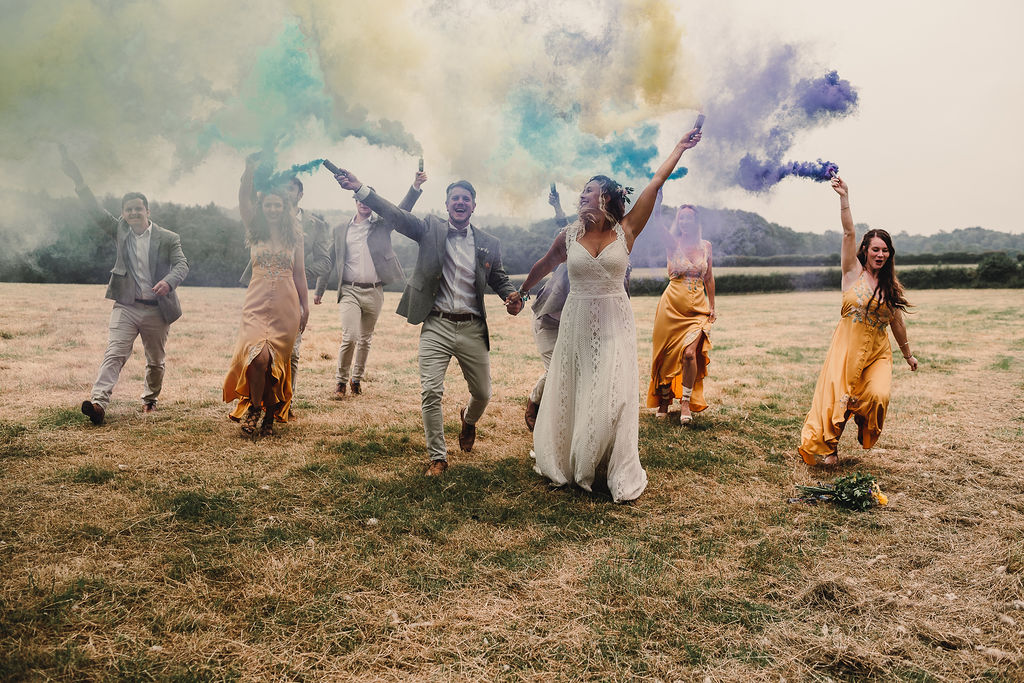 DIY Boho Wedding Jade Maguire Photography Rainbow Smoke Bombs Photo
