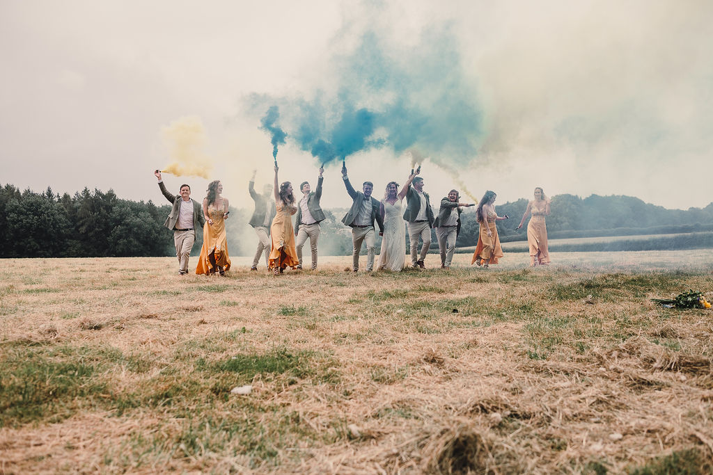 DIY Boho Wedding Jade Maguire Photography Rainbow Smoke Bombs Photo