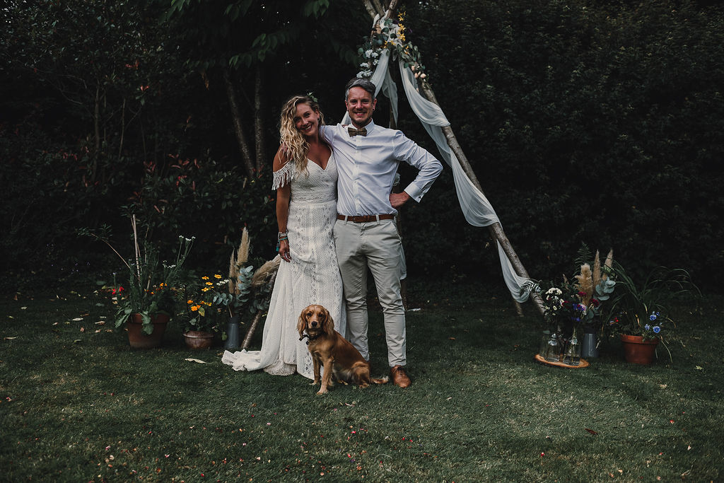 DIY Boho Wedding Jade Maguire Photography Naked Tipi Ceremony Backdrop Flowers Fabric