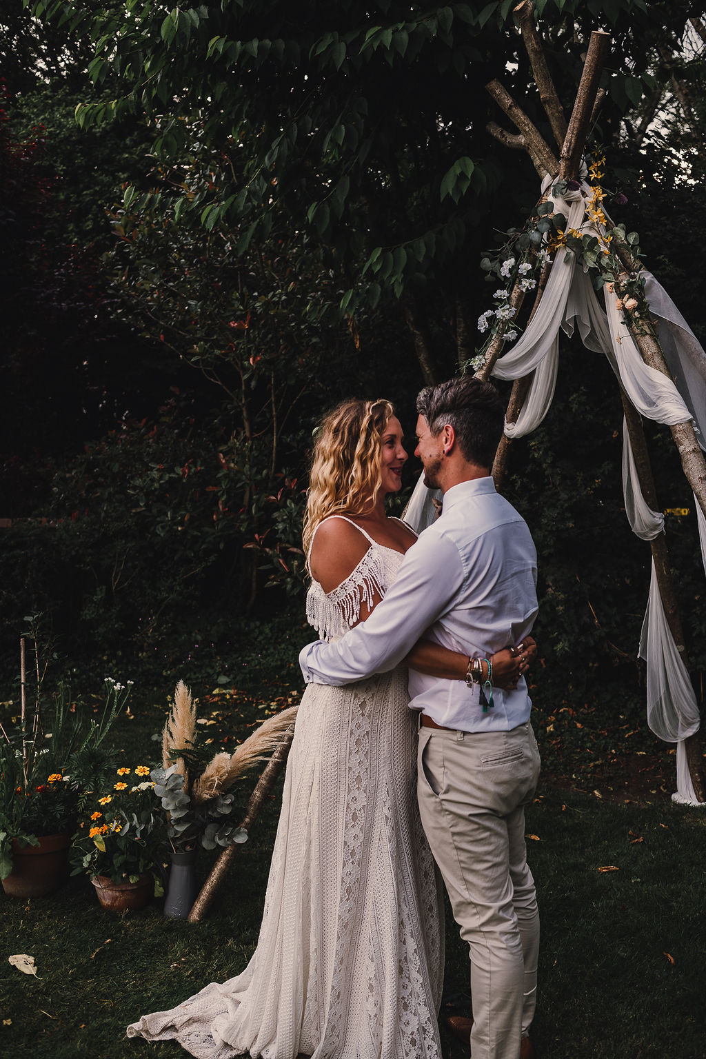 DIY Boho Wedding Jade Maguire Photography Dress Gown Bride Bridal Lace Tassel