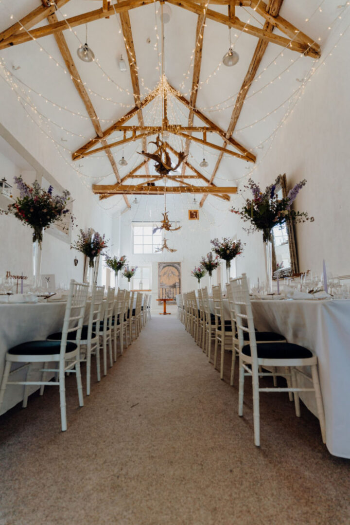 Barn Fairy Lights Flowers French Wedding Theme Damian Wills