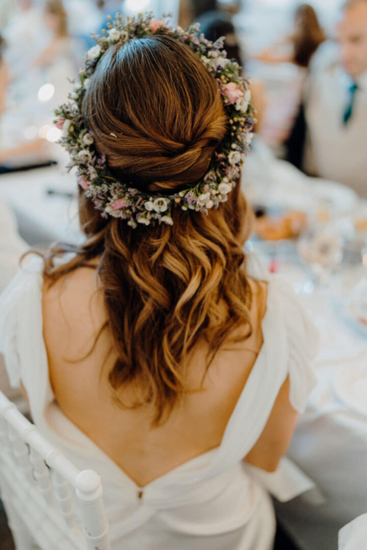 Bride Bridal Hairstyle Hair Do Half Up Half Down Flower Crown French Wedding Theme Damian Wills