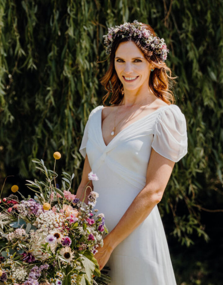 Bouquet Flowers Bride Bridal Large Oversized Wild Flower Crown French Wedding Theme Damian Wills
