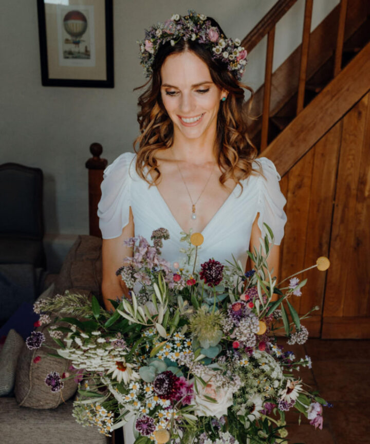 Bouquet Flowers Bride Bridal Large Oversized Wild Flower Crown French Wedding Theme Damian Wills