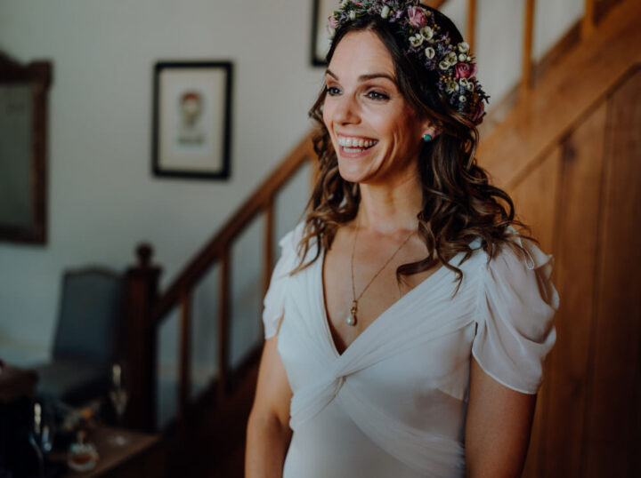 Bride Bridal Hairstyle Hair Do Half Up Half Down Flower Crown French Wedding Theme Damian Wills