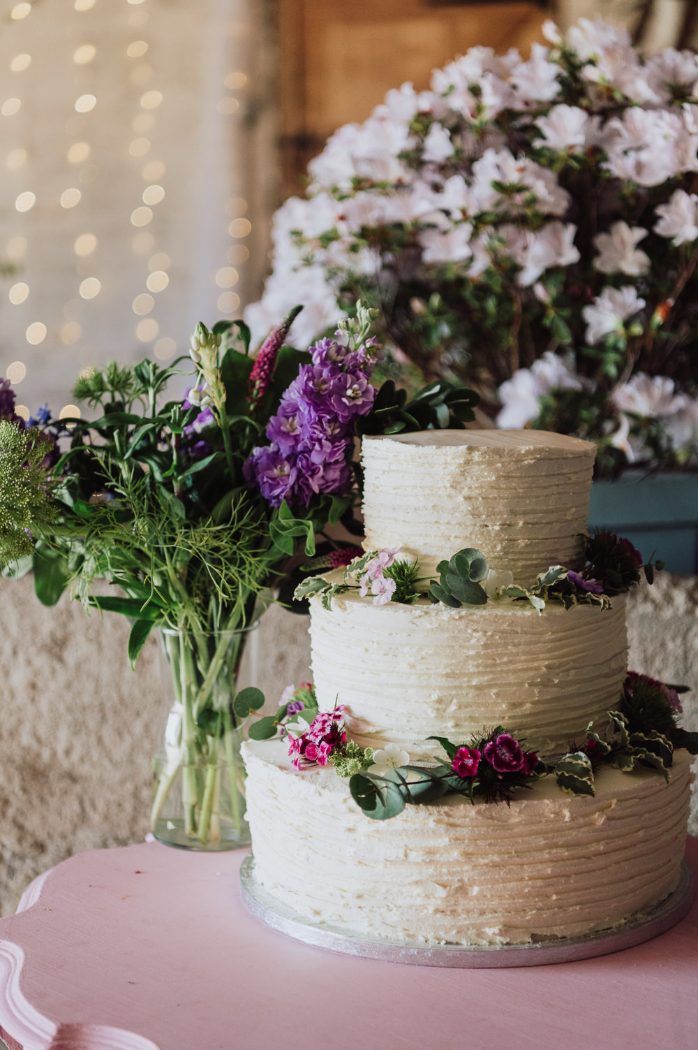 Three Tier Buttercream Cake Flowers Fun Budget Wedding Donna Murray Photography