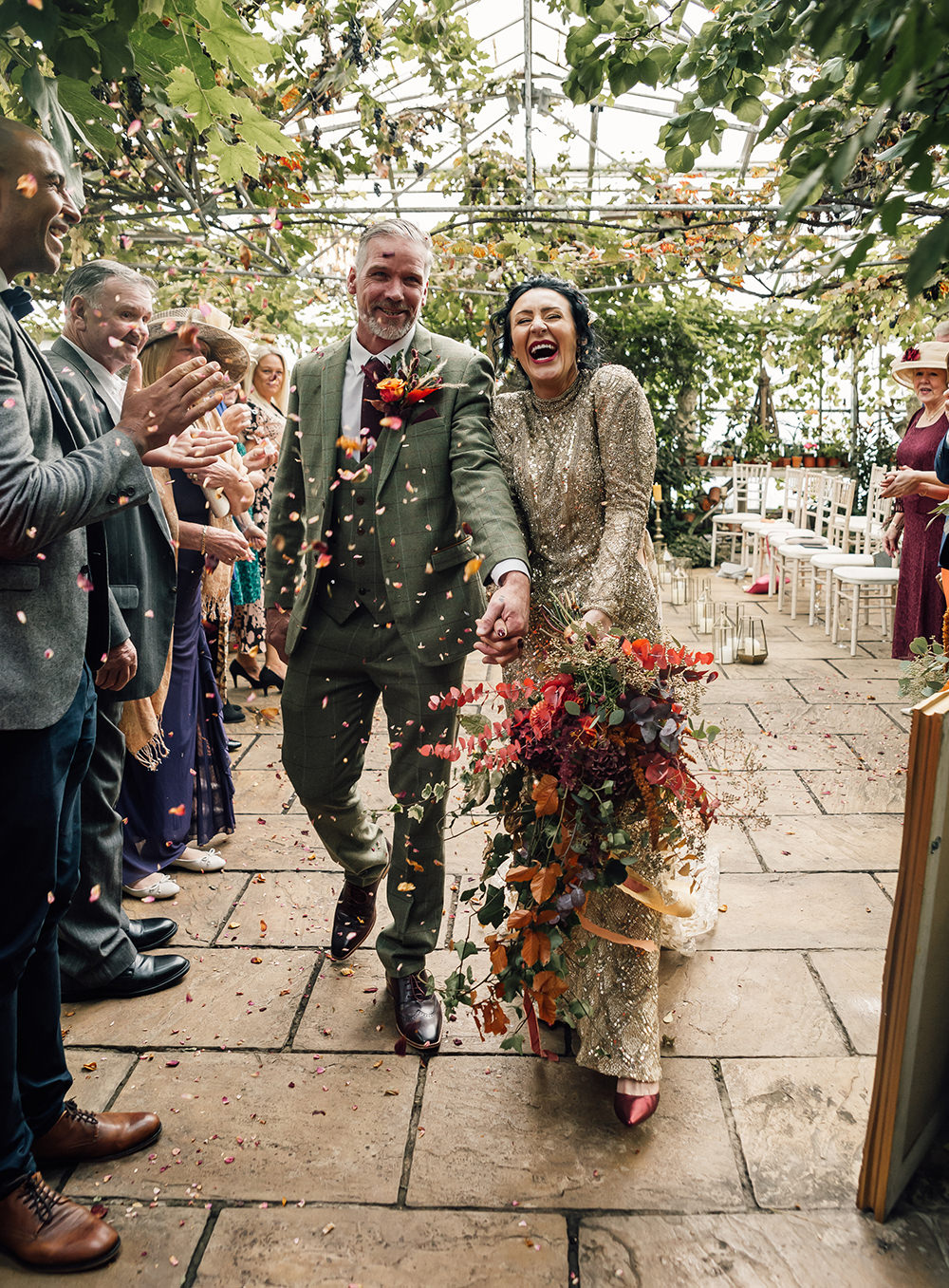 Confetti Throw Gold Autumn Wedding Rebecca Love Photo