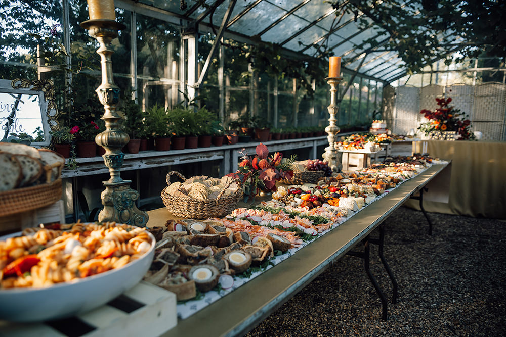 Buffet Food Table Platter Sharing Plates Gold Autumn Wedding Rebecca Love Photo